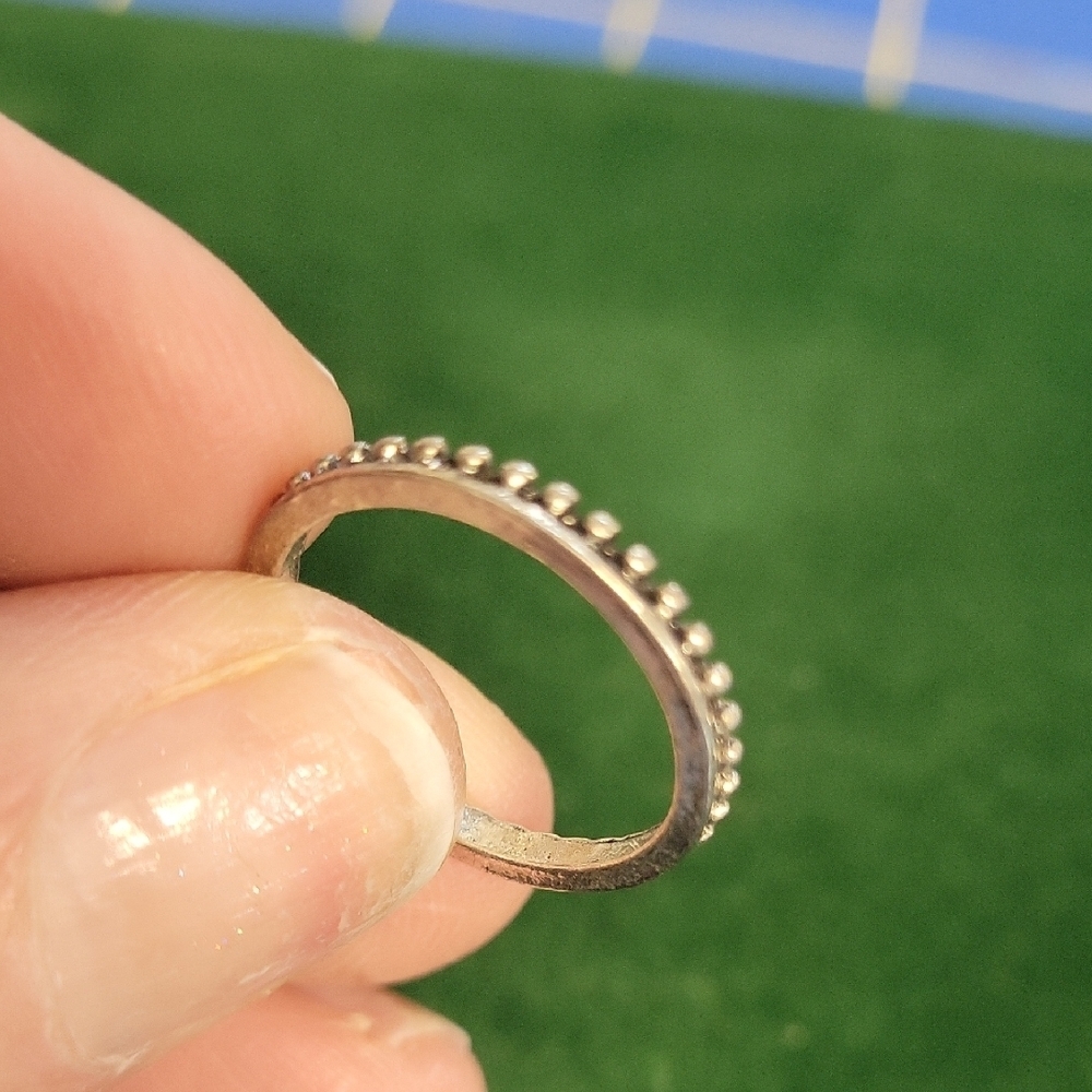 Silver Tone Beaded Size 6.5 Ring